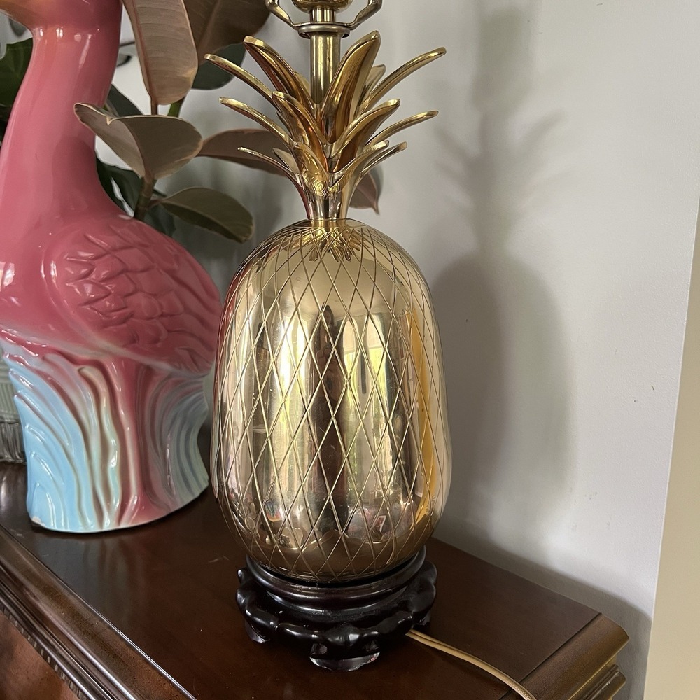 Vintage Brass Pineapple Table Lamp No Shade, Harp And Finial Included - Repaired